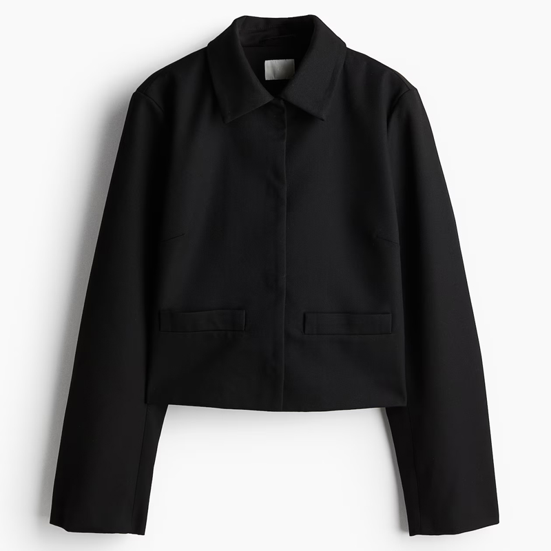 Black cotton boxy jacket
