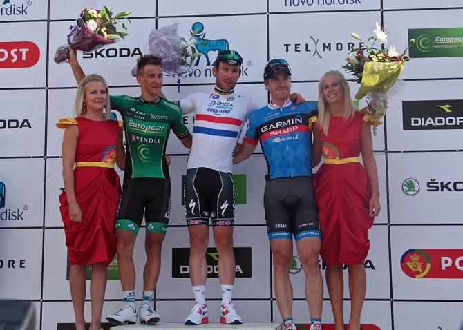 Final stage winner Mark Cavendish (Omega Pharma Quick Step) on the podium