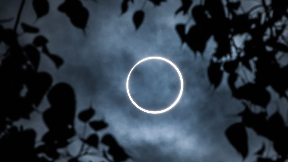 The moon totally covers the sun in a rare &quot;ring of fire&quot; solar eclipse as seen from the south Indian city of Dindigul in Tamil Nadu state on December 26, 2019