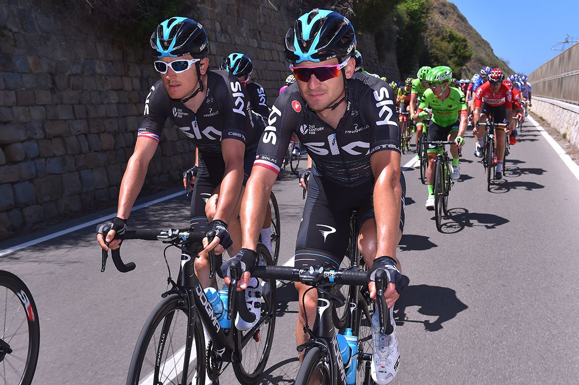Geraint Thomas and Michal Golas at the Giro d'Italia