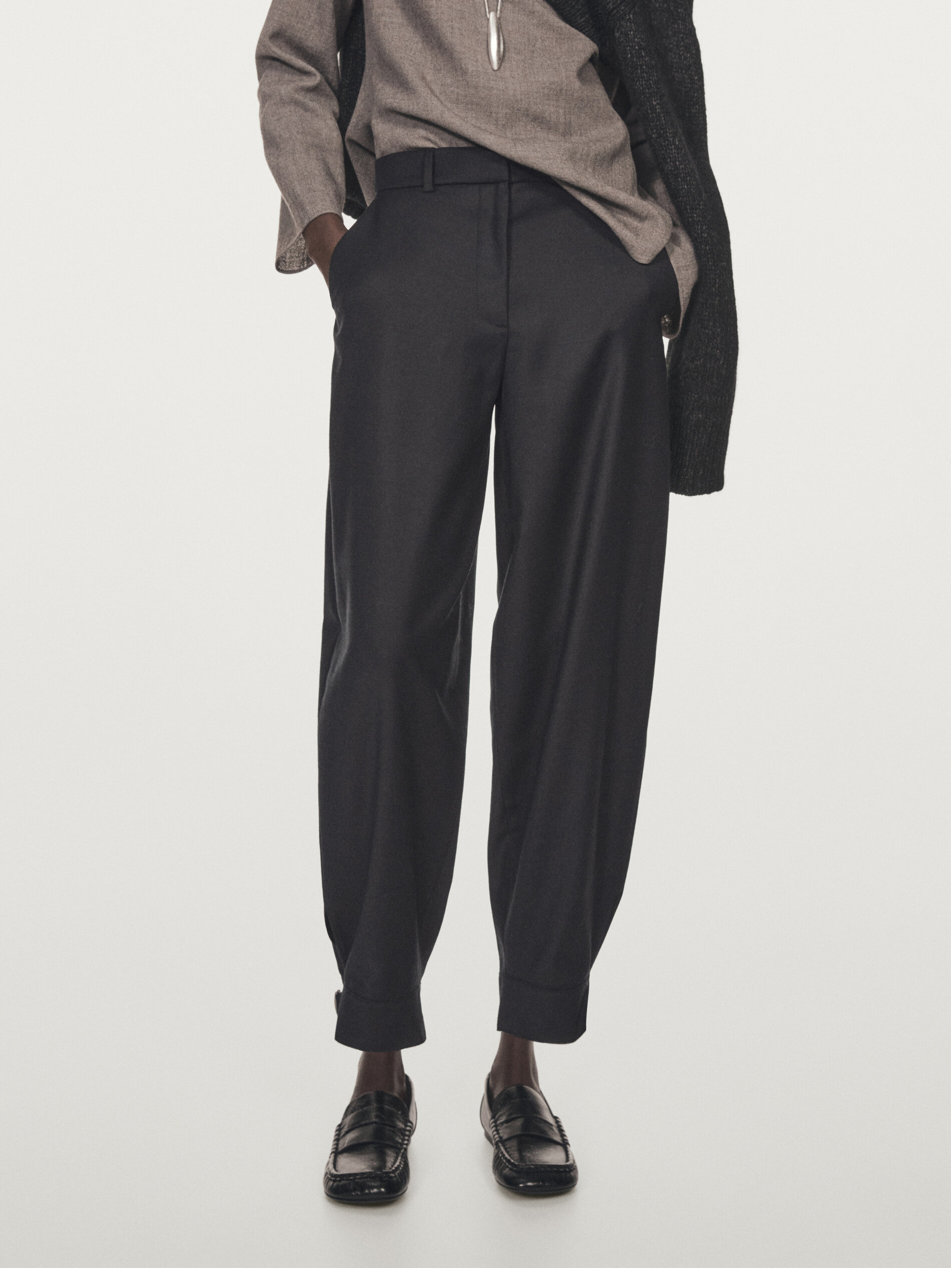 Wool Blend Sarouel Trousers With Buckle