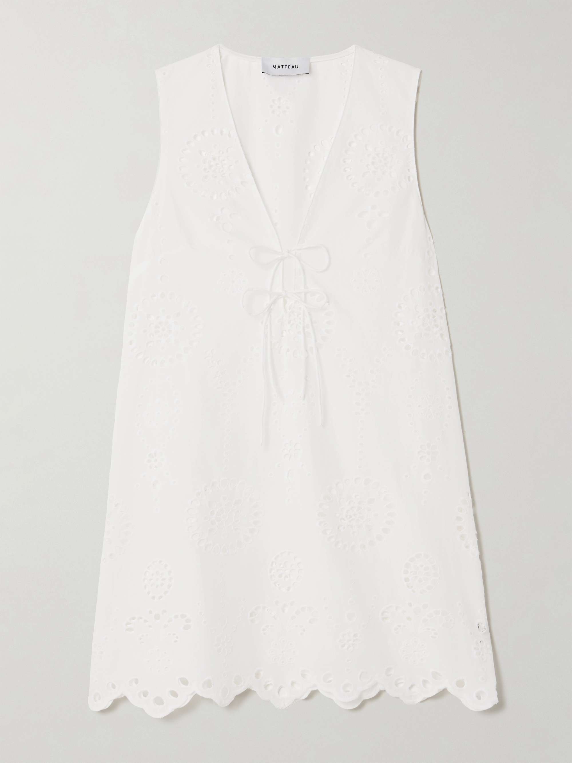 Scalloped Broderie Anglaise Cotton Mini Dress