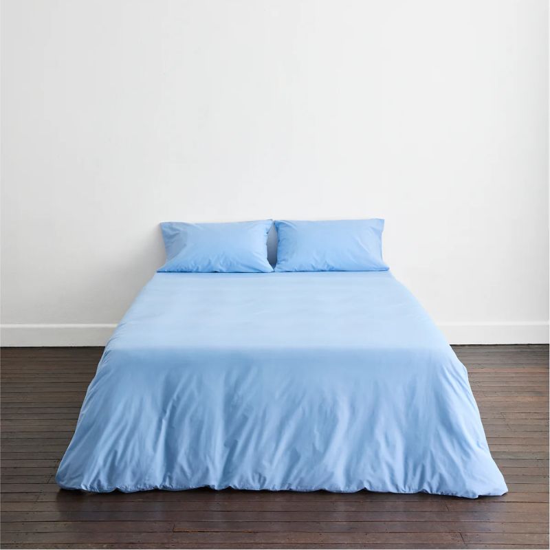 sky blue duvet and pillows