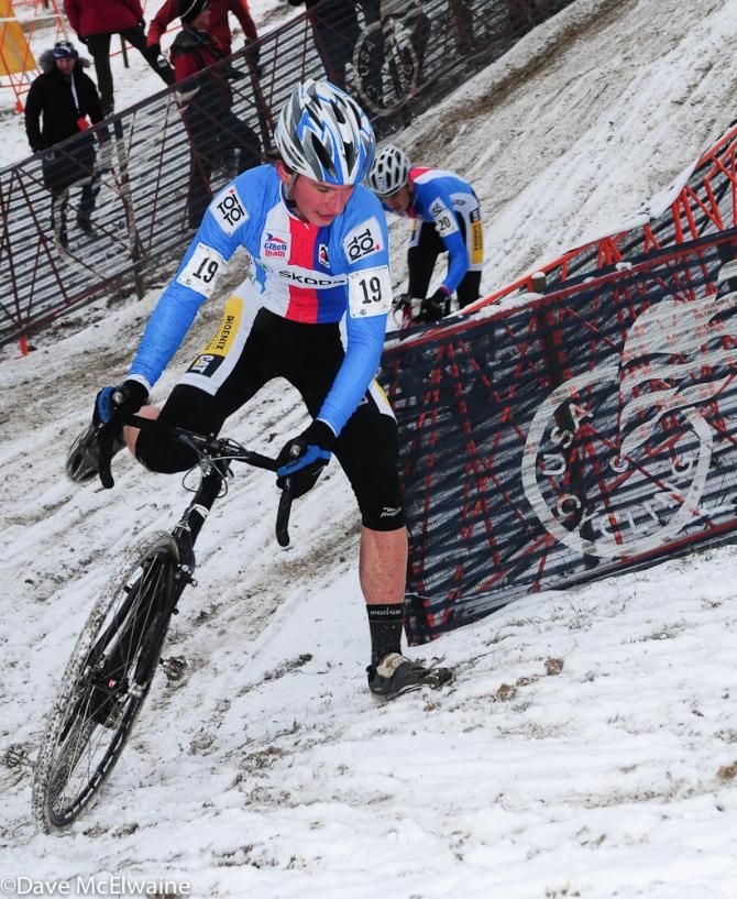Karel Pokorny (CZE) having trouble with a slippery turn