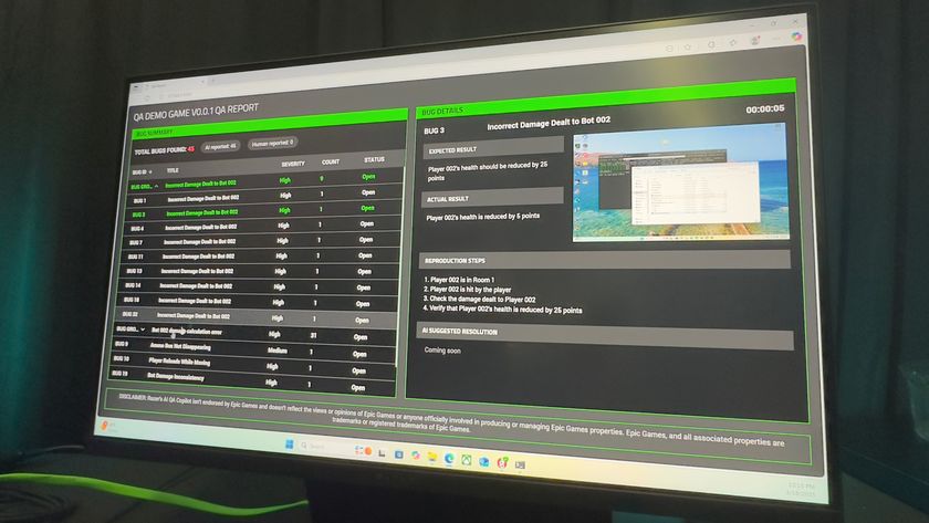 A photo of a monitor displaying the output screen of Razer&#039;s AI QA Copilot system