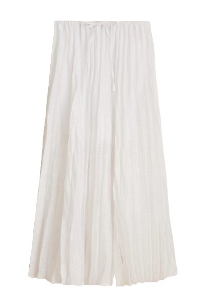 J.Crew, Pleated Drawstring Maxi Skirt in Linen Blend
