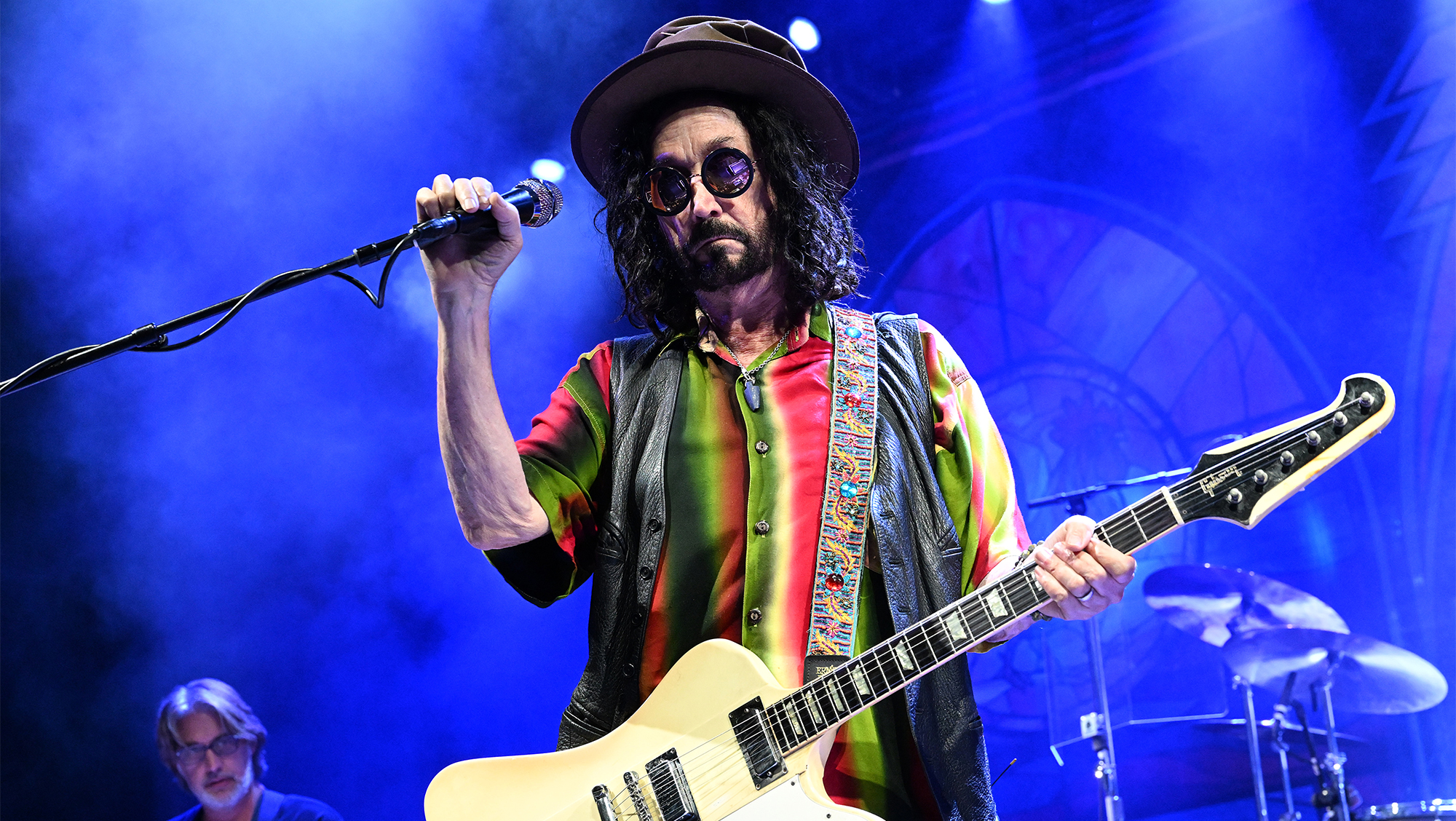 Mike Campbell of Mike Campbell and The Dirty Knobs joins Backberry Smoke onstage at Synovus Bank Amphitheater at Chastain Park on August 09, 2025, in Atlanta, Georgia.
