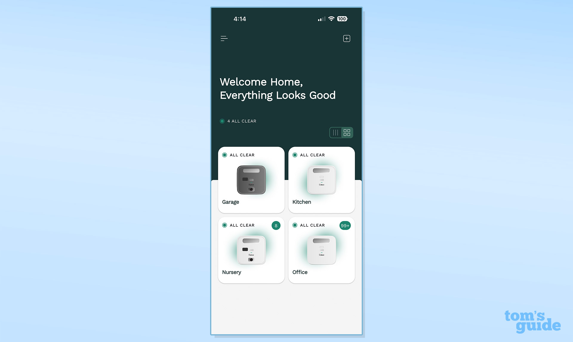 Place smoke alarm app home screen screenshot