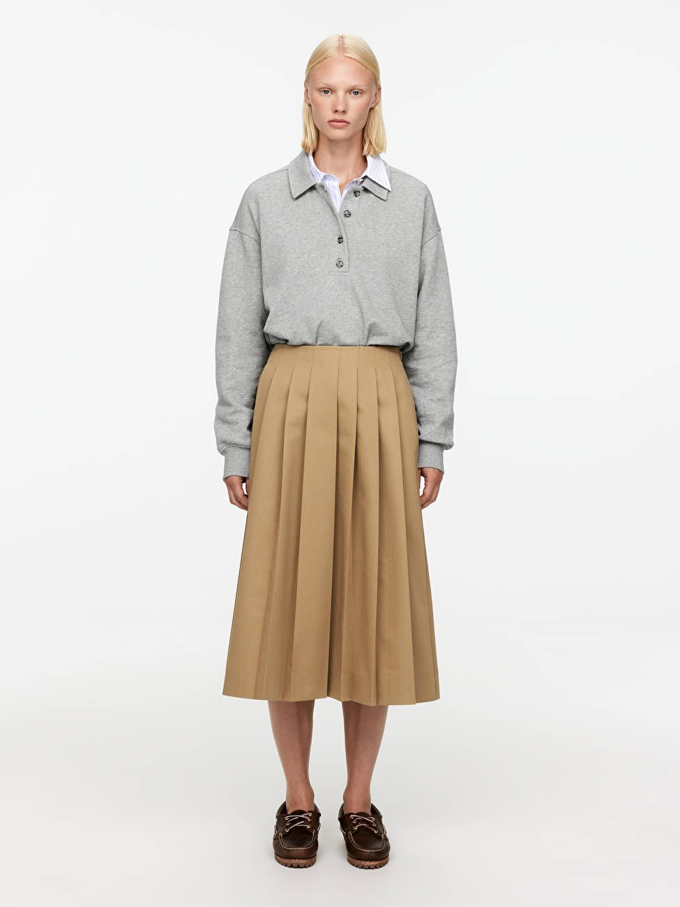 Midi Pleated Skirt - Dark Beige - Arket Gb
