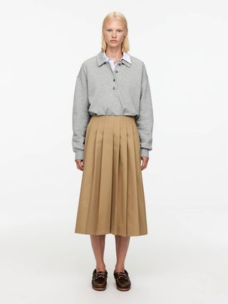 Midi Pleated Skirt - Dark Beige - Arket Gb