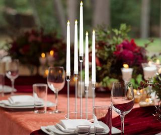 Clear Taper Candle Holders on aChristmas tablescape
