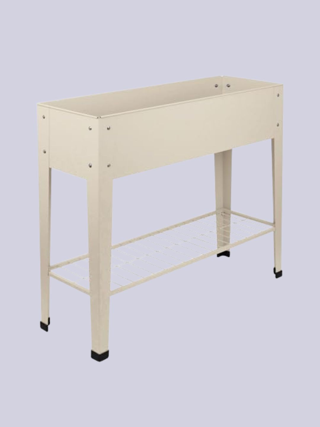 Harbour Housewares, Harbour Housewares Elevated Raised Garden Bed With Legs &amp;amp; Storage Shelf - Ivory - 1x Metal Raised Bed Galvanised Steel Planter Box for Growing Outdoor Plants, Vegetables, Flowers and Herbs