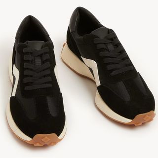 M&S Leather Lace Up Side Detail Trainers