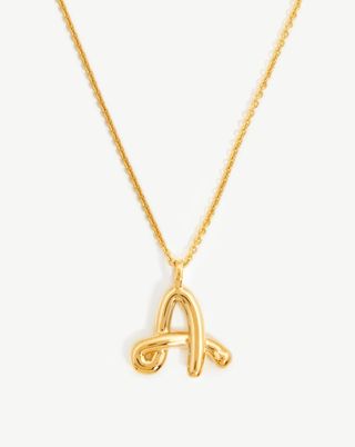 Curly Molten Initial Pendant Necklace - Initial a | 18ct Gold Plated Vermeil