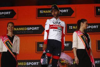 Fernando Gaviria (UAE Team Emirates) on the podium after stage 3