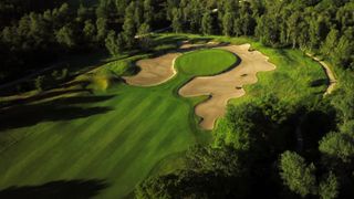 Les Bordes Old Course - 1st green aerial