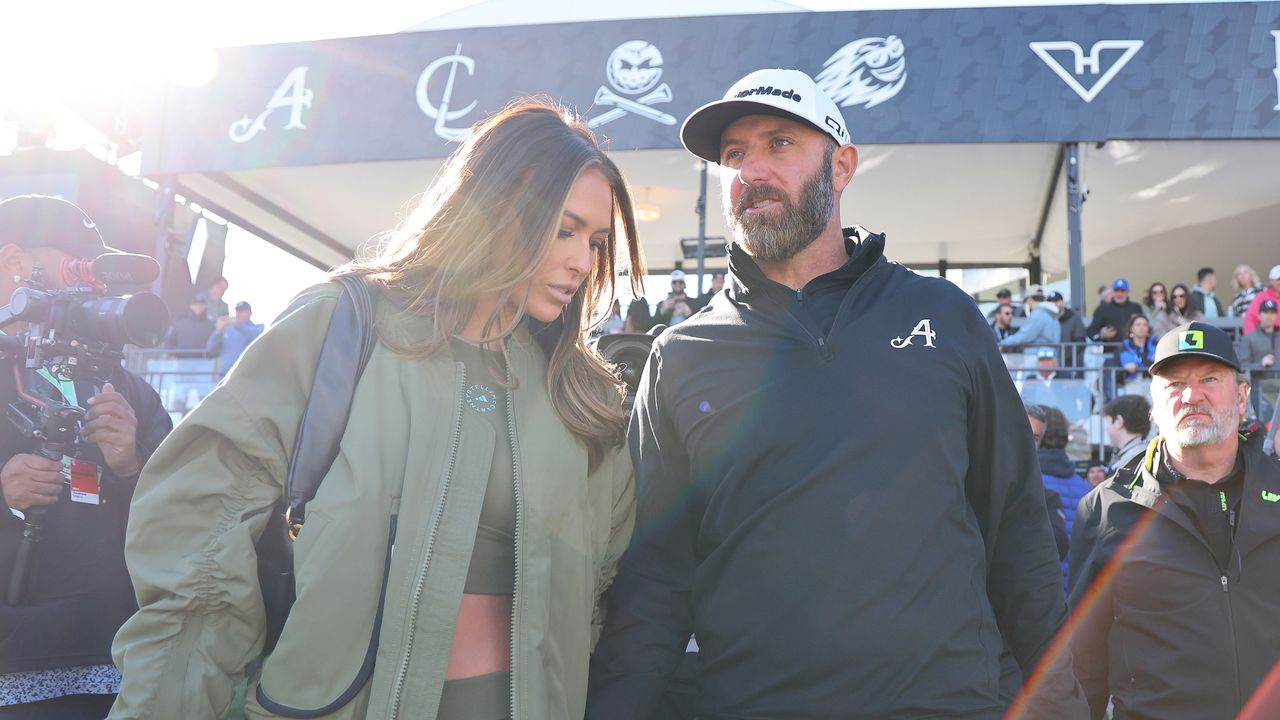 Paulina Gretzky and Dustin Johnson at LIV Golf Las Vegas in 2024