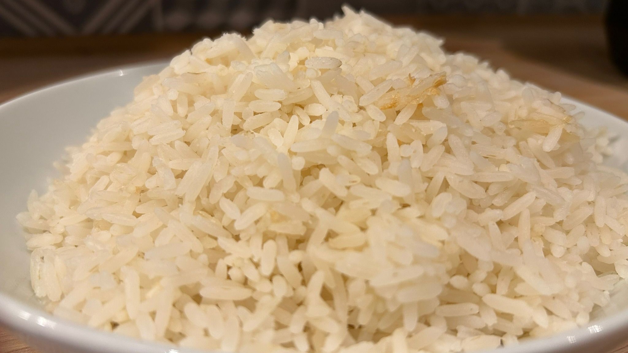 Overcooked white rice prepared using Cosori 5L Rice Cooker
