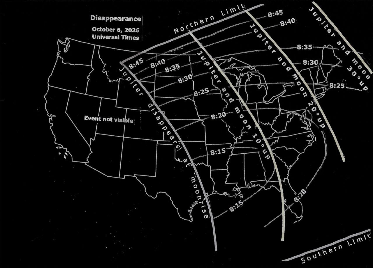 maps showing where the occultation is visible across the US.