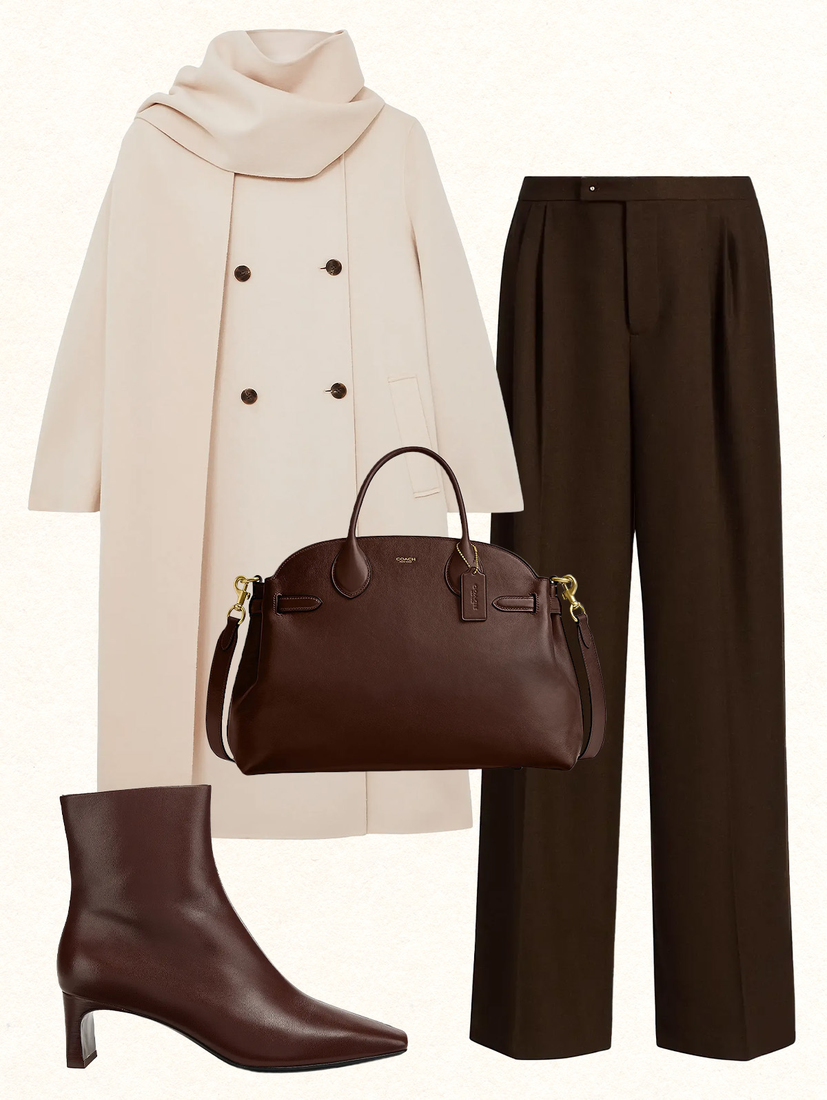 Elegant coat and pants collage