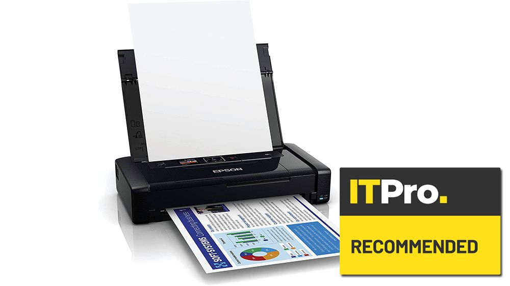 A photograph of the Epson WorkForce WF-110W, overlaid with the IT Pro Recommended Award logo