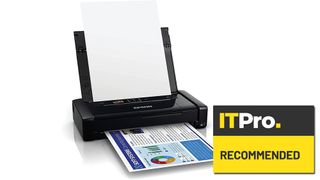 A photograph of the Epson WorkForce WF-110W, overlaid with the IT Pro Recommended Award logo