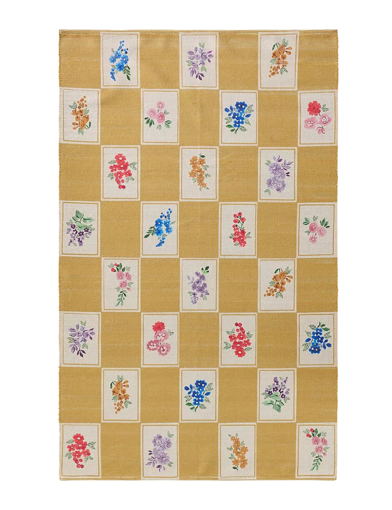 Aurora Floral Checkered Rug