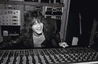 Eddie Van Halen behind the desk at 5150 Studios