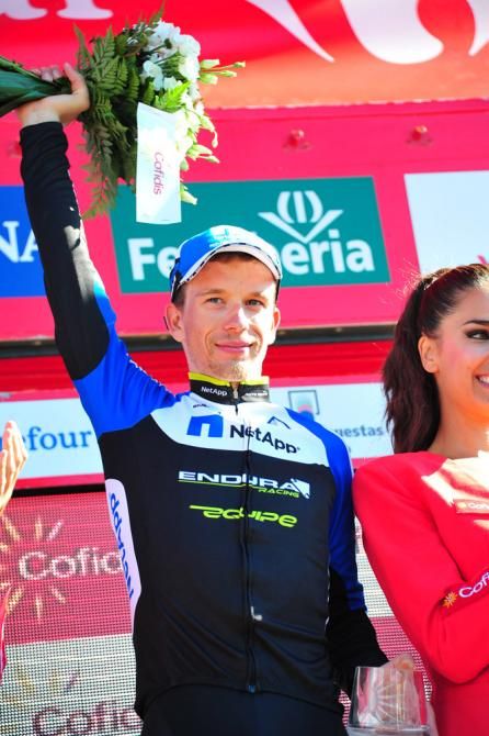 Leopold K&ouml;nig (NetApp-Endura) on the podium after winning stage 8 at the Vuelta a Espana, the Czech's first career Grand Tour stage victory