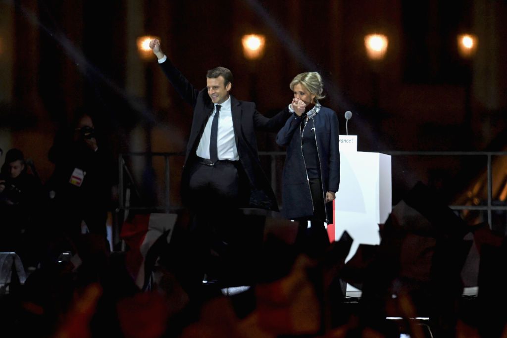 Emmanuel Macron and his wife, Brigitte