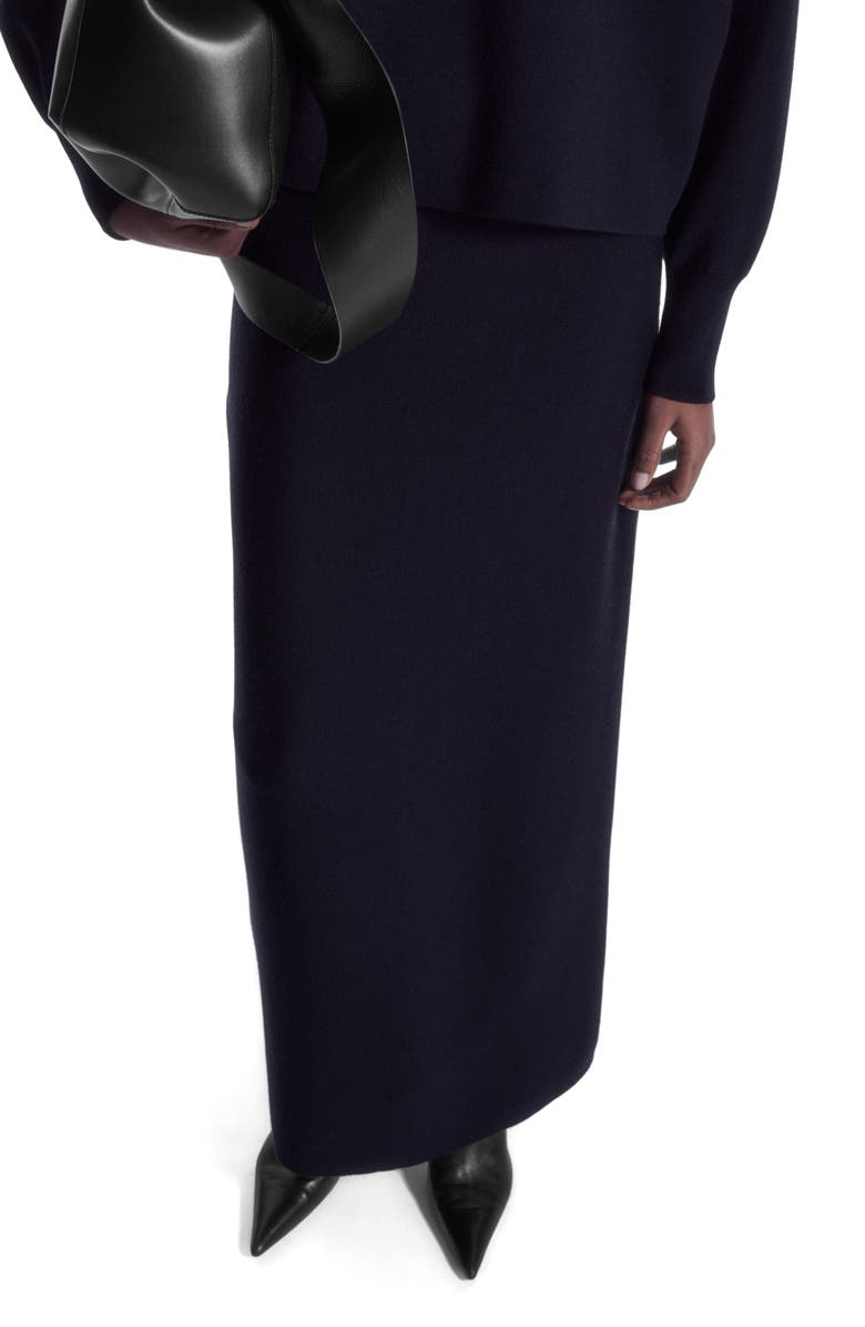 Column Double Faced Wool Maxi Skirt