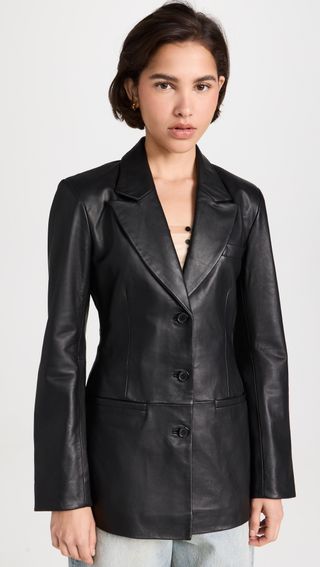 Reformation X Veda Hal Fitted Leather Blazer