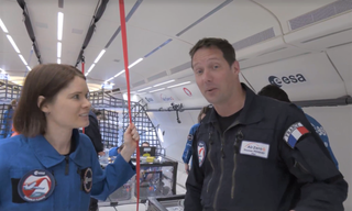 Tereza Pultarova on the left and ESA astronaut Thomas Pesquet on the right.