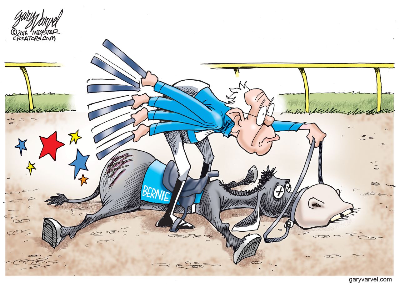 Political cartoon U.S. Bernie Losing Steam