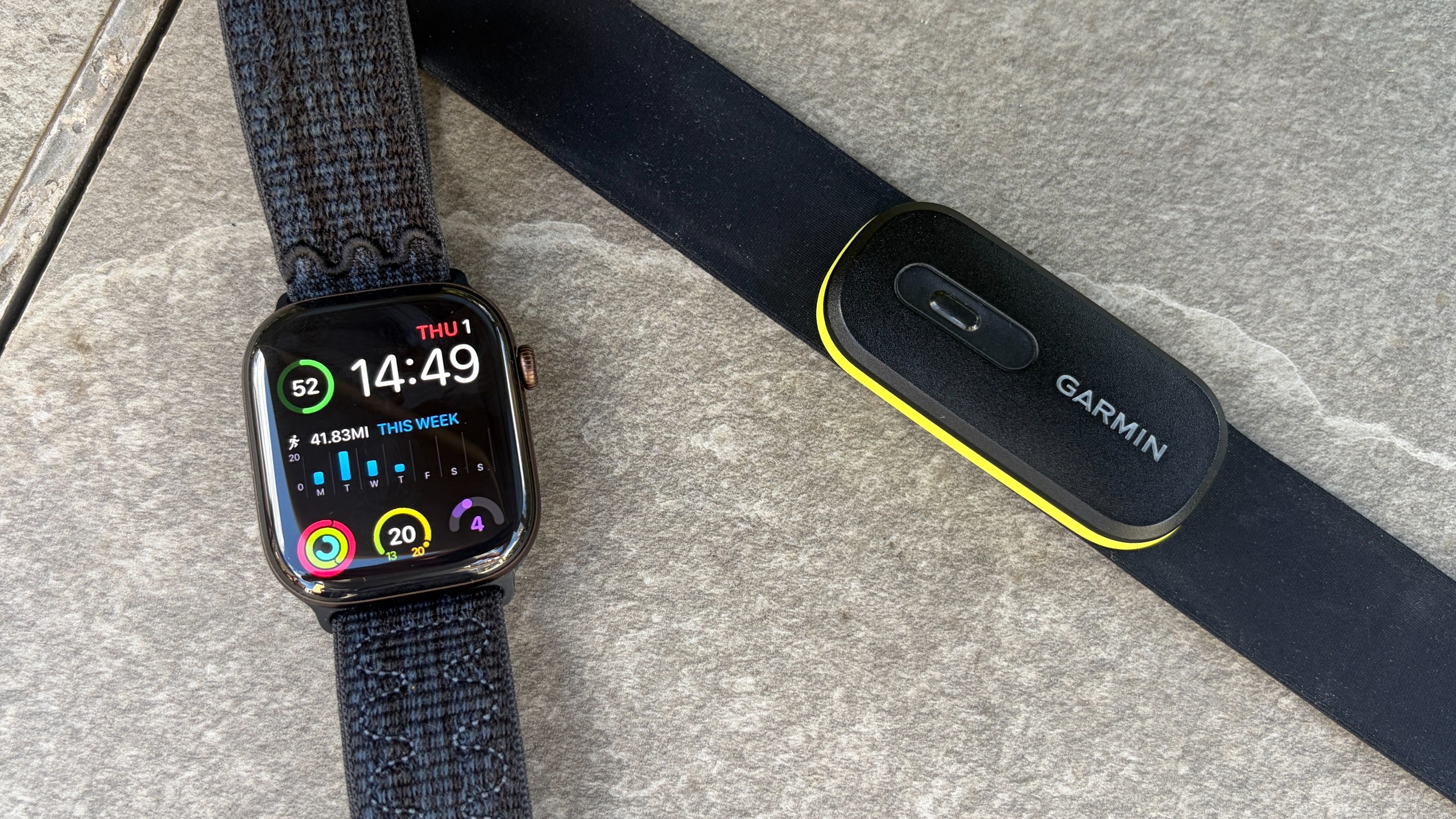 Apple Watch 12 and Garmin HRM 600 chest strap