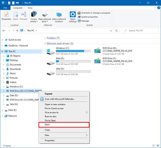 Windows 10 unmount ISO file option