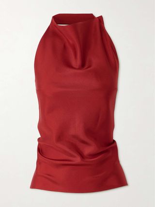 Halterneck Open-Back Silk-Twill Top