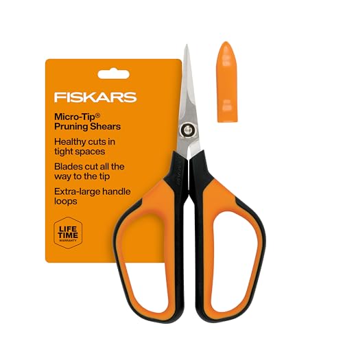 Fiskars Comfort Loop Pruning Snips, Garden Gifts for Women, Extra Large Softgrip Handle, Yard and Garden Tools 7", Orange/black
