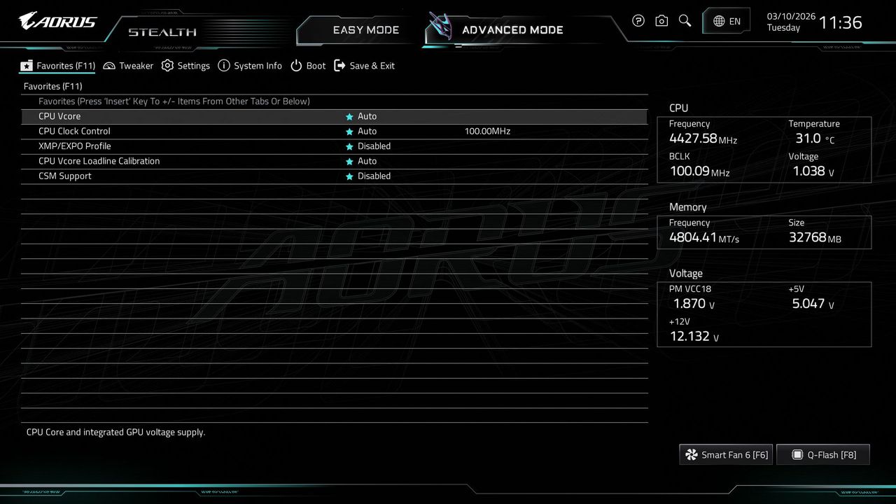 Gigabyte X870 Aorus Stealth - BIOS