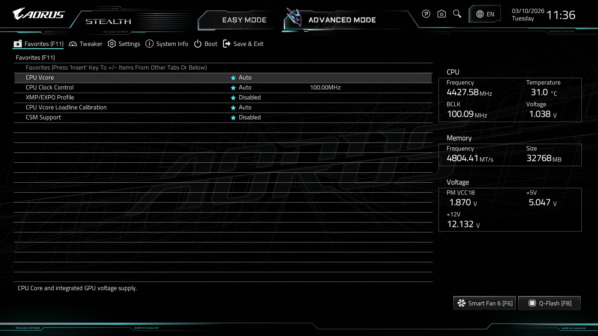 Gigabyte X870 Aorus Stealth - BIOS