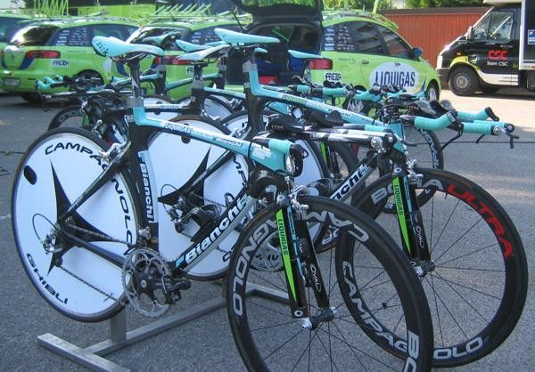 The time trial bikes of team Liquigas.