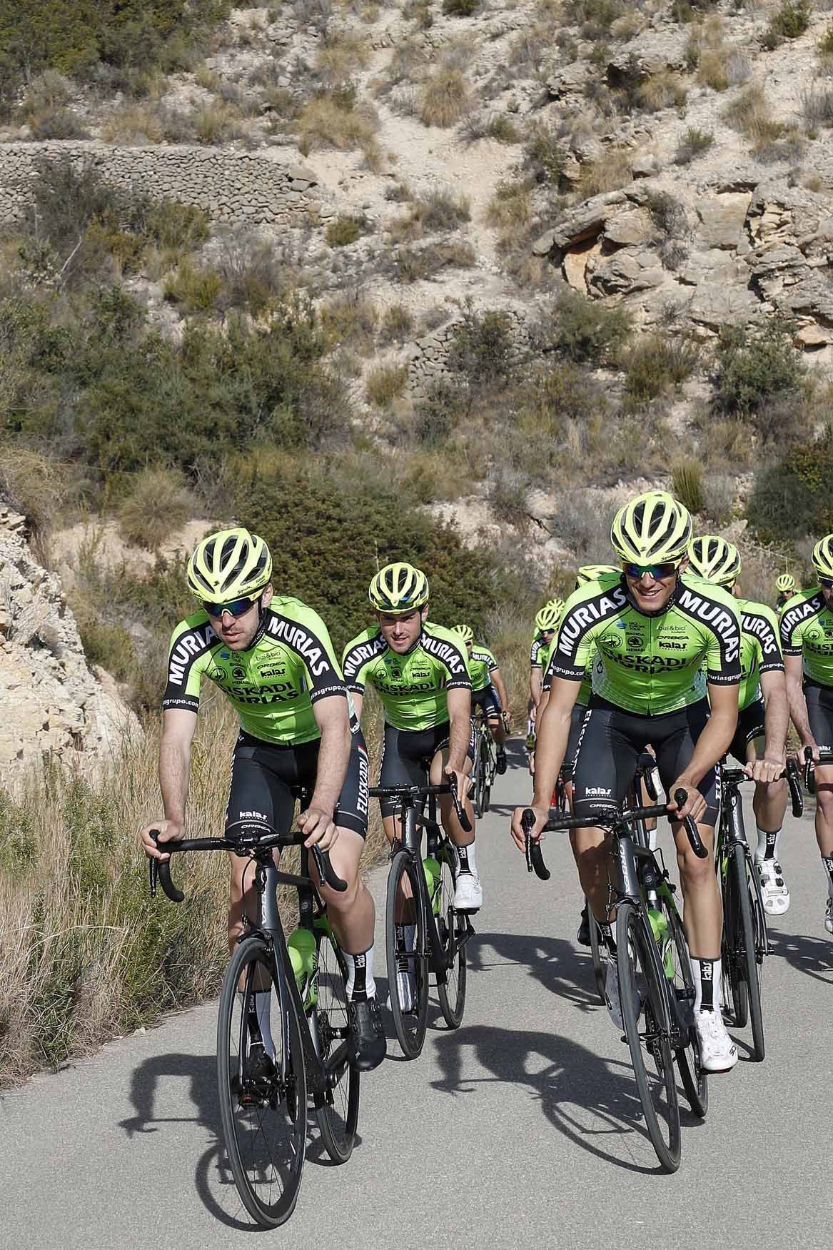 The Euskadi-Murias squad in training ahead of the 2018 season.