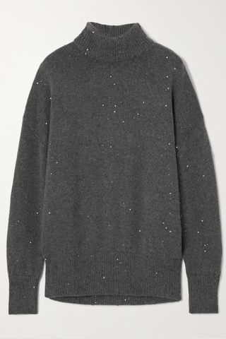 Brunello Cucinelli Sequin Cashmere and Silk-lend Turtleneck