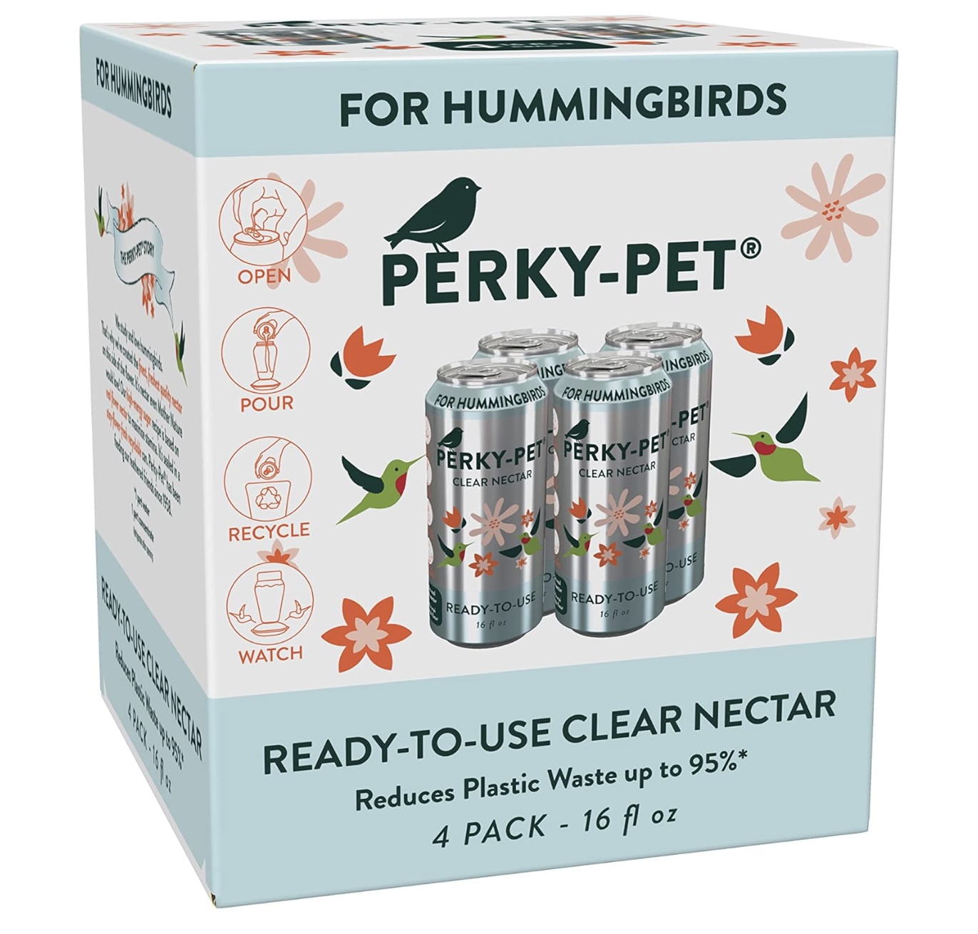 Perky Pet's cans of clear nectar