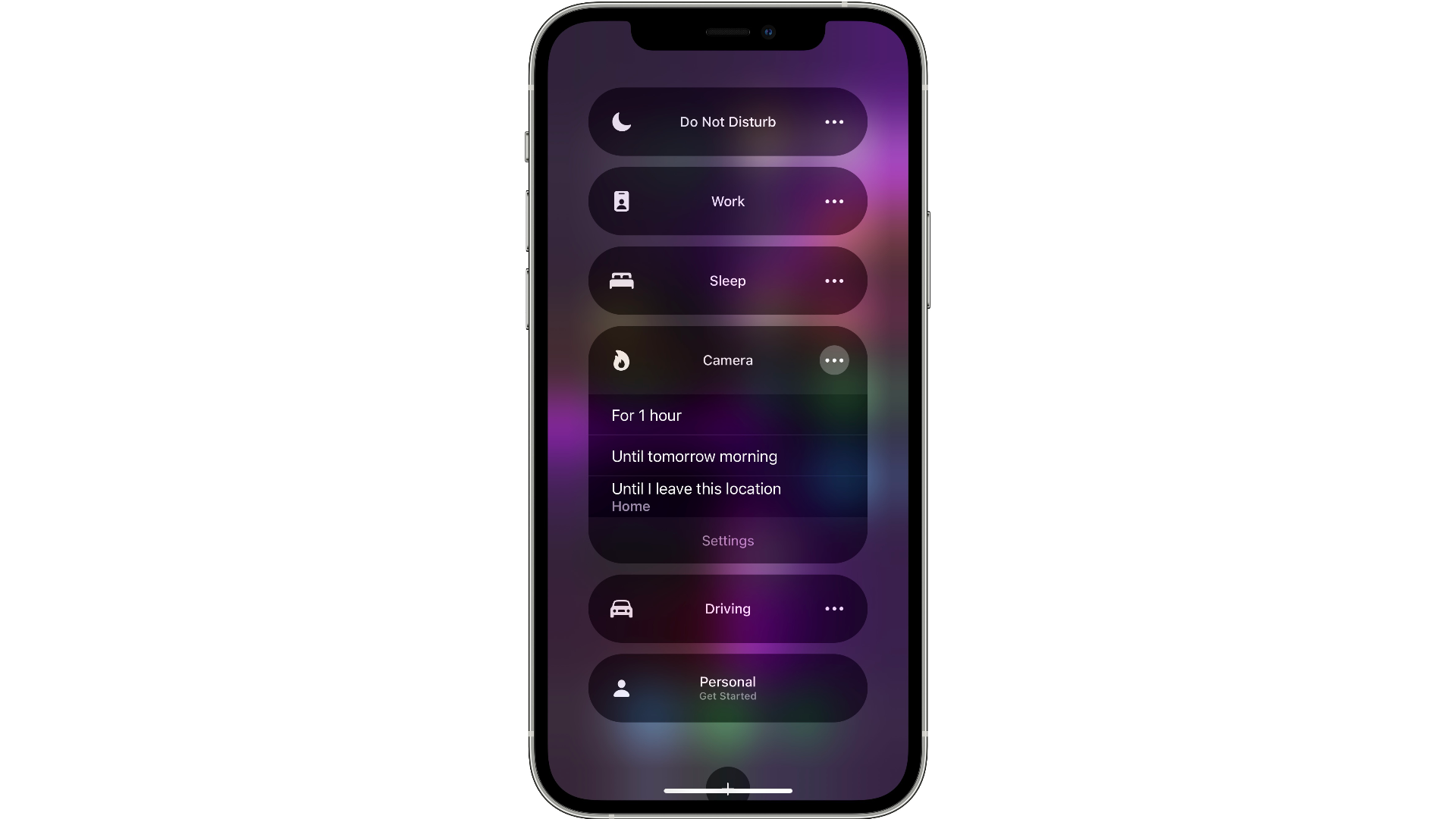 Finished Focus setting to choose in iOS 15