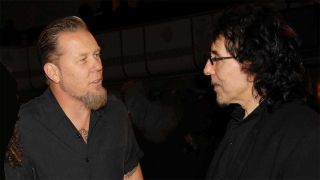 James Hetfield and Tony Iommi at the 21st Annual Rock and Roll Hall of Fame Induction Ceremony in 2006