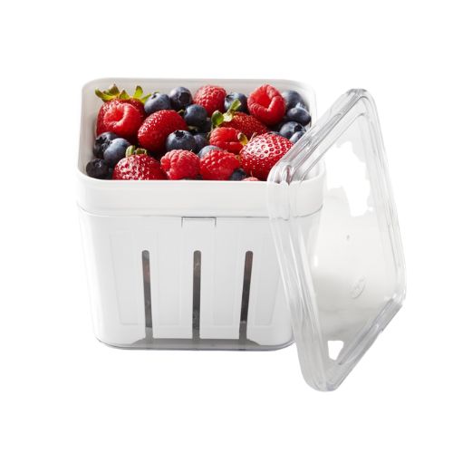 White berry basket with plastic lid