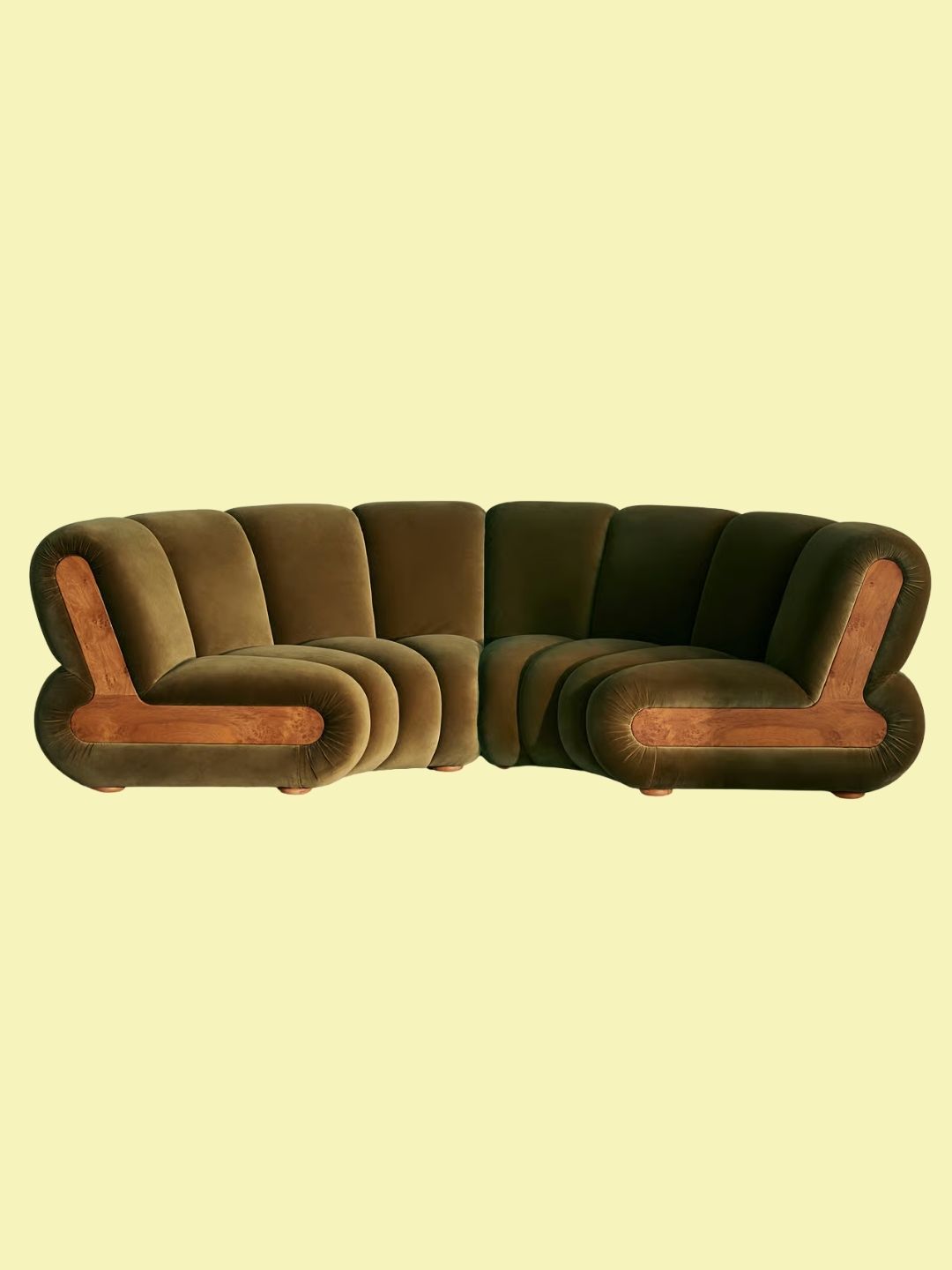 Soho Home, Noelle Modular Curved Sofa, Four Seater, Velvet, Olive