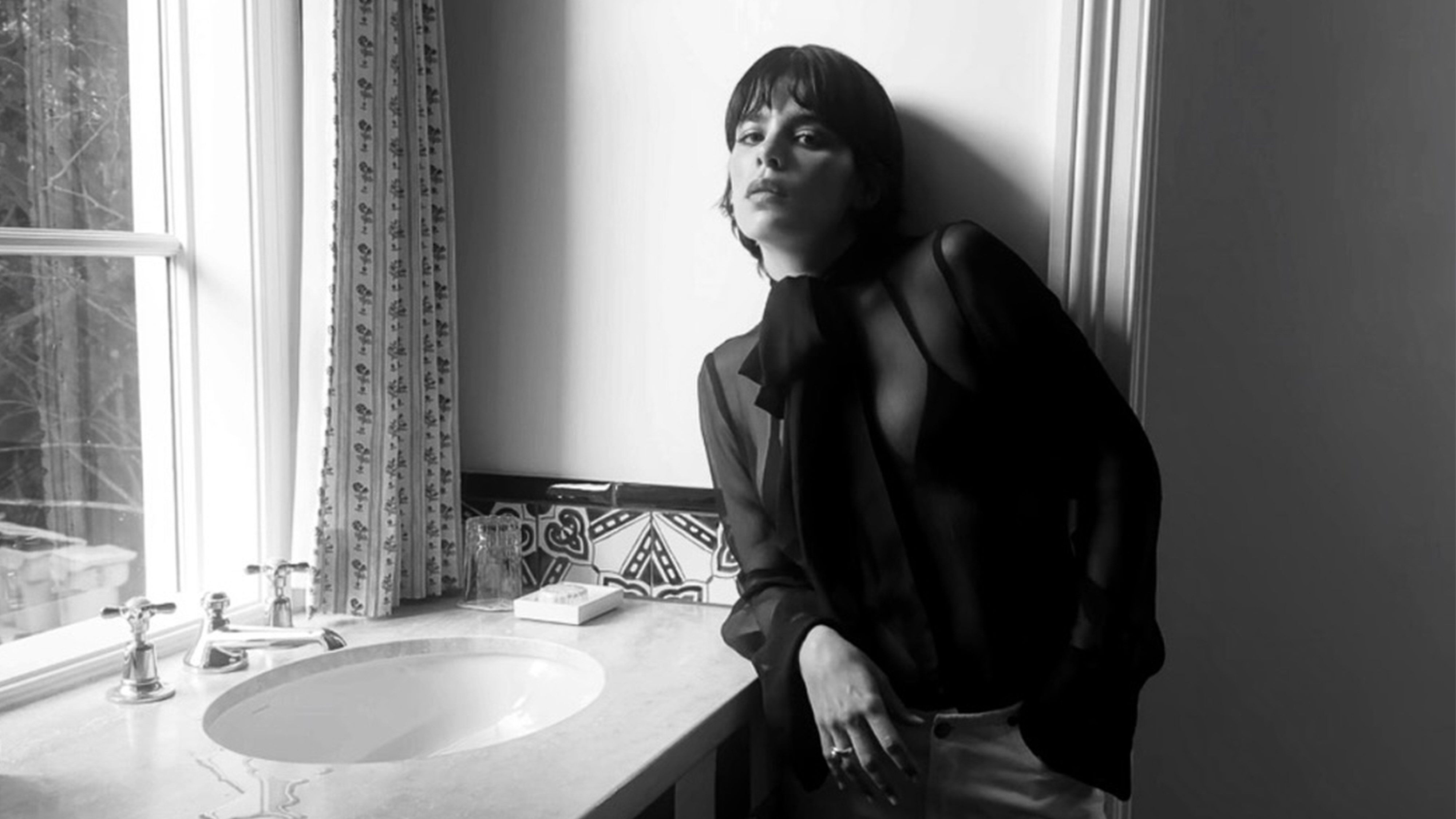 woman wearing black blouse