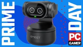 Emeet Pixy webcam on a blue deals background